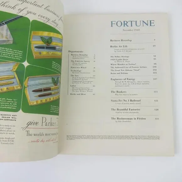 Vintage FORTUNE Magazine November 1948 Oldsmobile, Packard, Lincoln, Zippo Ads - Picture 2 of 16